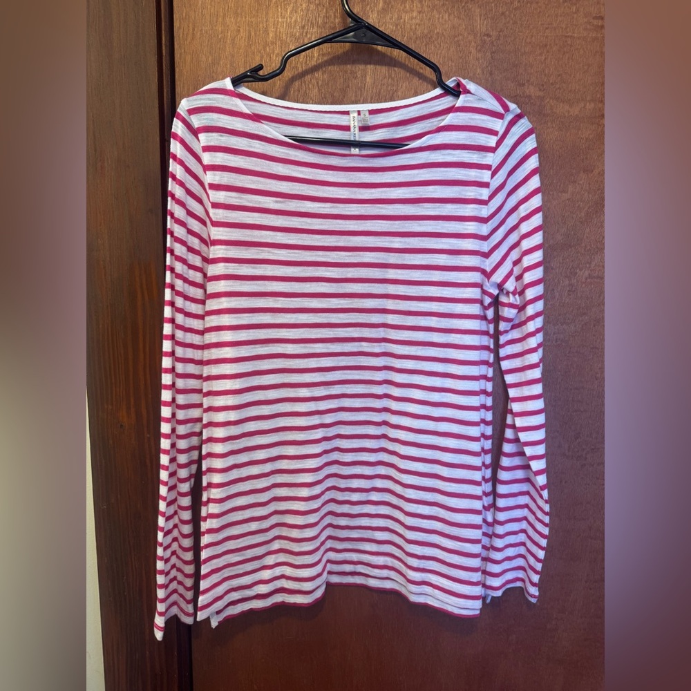 Banana Republic Pink and White Striped Top